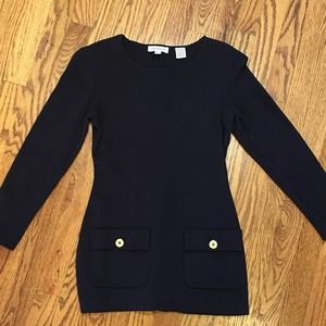 Ann Taylor Blue Fitted Tunic Top Long Nautical XS